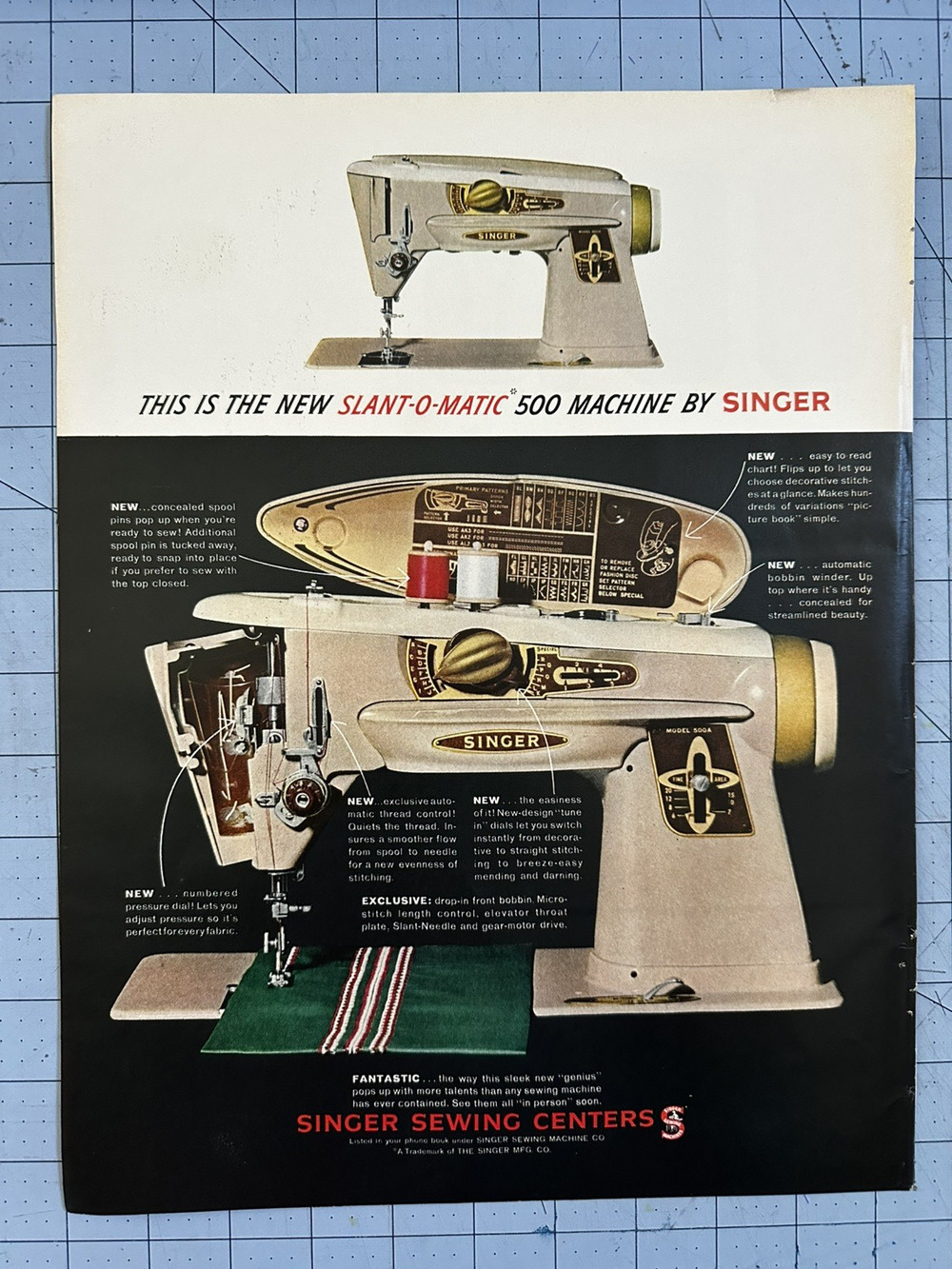 Singer Slant-O-Matic Sewing Machines Product Intro 1961 Print Advertisement